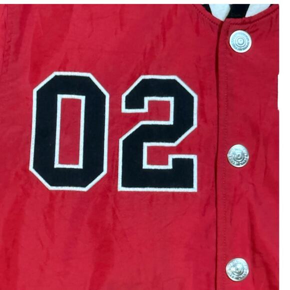 Vintage Y2K True Religion Varsity Bomber Jacket Mens Red Black Embroidered Sz L - Picture 4 of 13